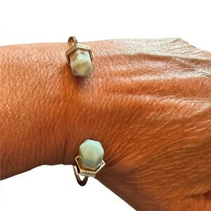 Gold and Stone Cuff Style Adjustable Bracelet